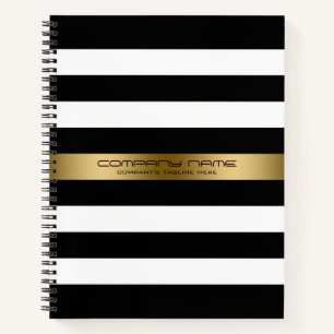 Schwarz-Weiß-Streifen Gold-Akzent Notizblock