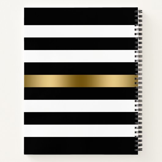 Schwarz-Weiß-Streifen Gold-Akzent Notizblock (Rückseite)