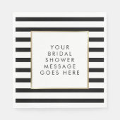 Schwarz-Weiß-Streifen-Gold-Brautparty Serviette (Vorderseite)