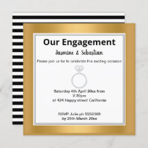 Schwarz/Weiß Streifen Gold Diamantring Verlobung