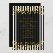 Schwarz-Weiß-Streifen Gold-Imitate Foil-Punkte Einladung (Vorne/Hinten)