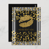 Schwarz-Weiß-Streifen Gold-Imitate Foil-Punkte Postkarte (Vorne/Hinten)