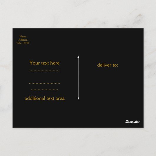 Schwarz-Weiß-Streifen Gold-Imitate Foil-Punkte Postkarte (Rückseite)