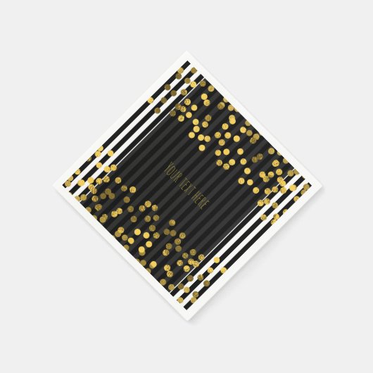 Schwarz-Weiß-Streifen Gold-Imitate Foil-Punkte Serviette (Ecke)