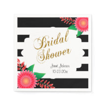 Schwarz-Weiß-Streifen, Gold | Rosa Brautparty