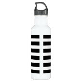 Schwarz-weiß Streifen Gold Sonnenblumen Personalis Edelstahlflasche (Rückseite)