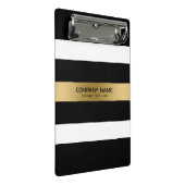 Schwarz-Weiß-Streifen Goldakzent Mini Klemmbrett (Schrägansicht)
