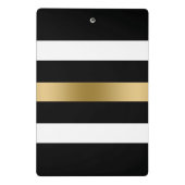 Schwarz-Weiß-Streifen Goldakzent Mini Klemmbrett (Rückseite)