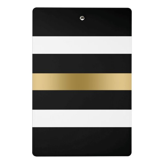 Schwarz-Weiß-Streifen Goldakzent Mini Klemmbrett (Rückseite)