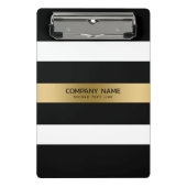 Schwarz-Weiß-Streifen Goldakzent Mini Klemmbrett (Vorderseite)