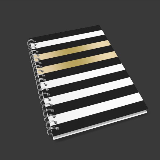 Schwarz-Weiß-Streifen Goldakzent Notizblock