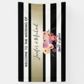 Schwarz/Weiß Streifen goldene Aquarellfarben Roman Banner (Vertikal)