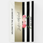 Schwarz/Weiß Streifen goldene Aquarellfarben Roman Banner (Vertikal)