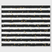 Schwarz-Weiß-Streifen, goldenes Punktmuster Geschenkpapier (Flach)