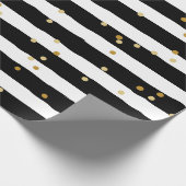 Schwarz-Weiß-Streifen, goldenes Punktmuster Geschenkpapier (Ecke)