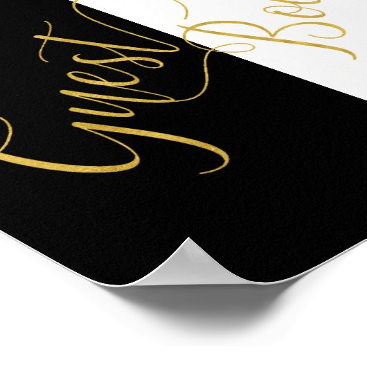 Schwarz-Weiß-Streifen-Goldskriptschild Poster (Ecke)