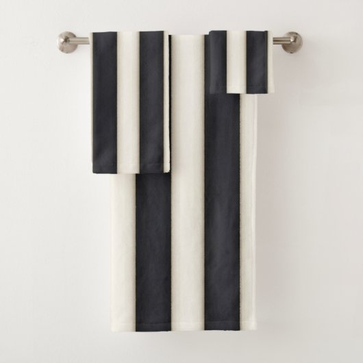 Schwarz/Weiß Streifen Gotisch neo-Viktorianisch Badhandtuch Set (Insitu)