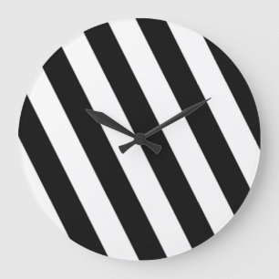 Schwarz-Weiß-Streifen Große Wanduhr