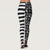 Schwarz-Weiß-Streifen Halloween Gothic Leggings (Rückseite)