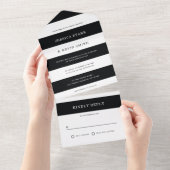 Schwarz-Weiß-Streifen Hochzeit All In One Einladung (Abreißen)