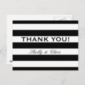 Schwarz-Weiß Streifen Hochzeit danke Postkarten (Vorne/Hinten)