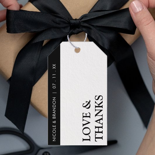 Schwarz-Weiß-Streifen Hochzeit Vielen Dank Geschenkanhänger