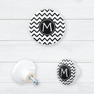 Schwarz-Weiß-Streifen in Monogramm Keramikknauf