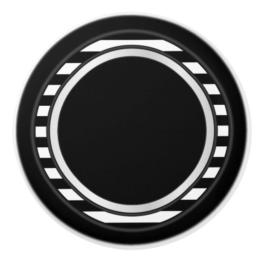 Schwarz-Weiß-Streifen Keramikknauf (Vorderseite)