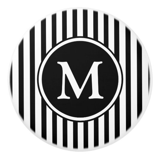 Schwarz-Weiß-Streifen Keramikknauf (Vorderseite)