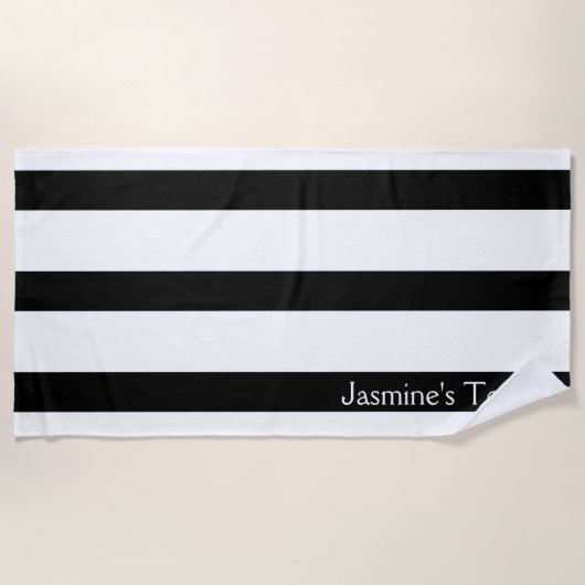 Schwarz-Weiß-Streifen klassisch Strandtuch (Vorderseite)