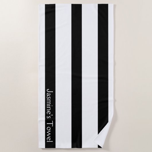 Schwarz-Weiß-Streifen klassisch Strandtuch (Vorderseite)