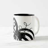 Schwarz-Weiß-Streifen Kürbis Chic Herbst Zweifarbige Tasse (VorderseiteRechts)