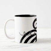 Schwarz-Weiß-Streifen Kürbis Chic Herbst Zweifarbige Tasse (Links)