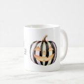 Schwarz Weiß Streifen Kürbis Kaffeetasse (VorderseiteRechts)