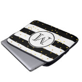 Schwarz-Weiß-Streifen Laptopschutzhülle (Vorne Knopf)