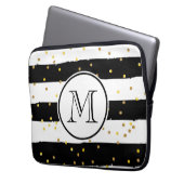 Schwarz-Weiß-Streifen Laptopschutzhülle (Vorderseite Links)