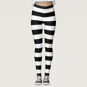 Schwarz-Weiß-Streifen Leggings