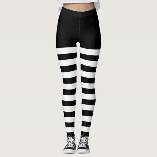 Schwarz-Weiß-Streifen Leggings (Vorderseite)