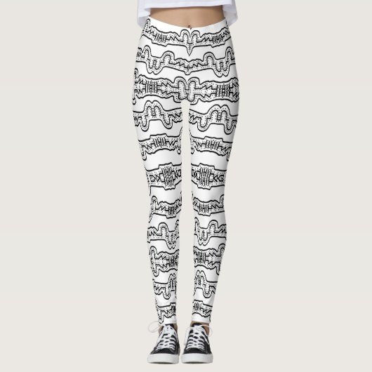 Schwarz-Weiß-Streifen Leggings (Vorderseite)