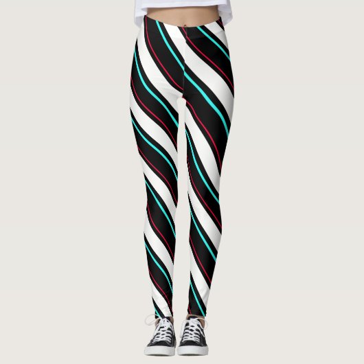 Schwarz-Weiß-Streifen Leggings (Vorderseite)