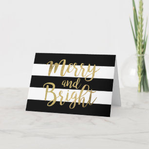 Schwarz/Weiß Streifen "Merry & Bright" Weihnachten