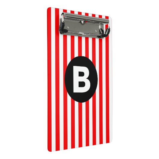Schwarz-Weiß-Streifen Mini Klemmbrett (Schrägansicht)