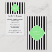Schwarz-Weiß-Streifen Minze grüne Quatrefolie 3 Mo Visitenkarte (Vorne/Hinten)