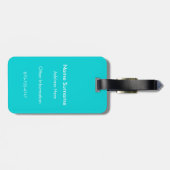 Schwarz-Weiß-Streifen mit Aqua-Monogramm Gepäckanhänger (Rückseite horizontal)