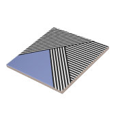 Schwarz-Weiß-Streifen mit blauem Dreieck Fliese (Seite)