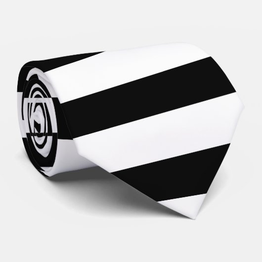 Schwarz-Weiß Streifen mit fester Farbe Krawatte (Gerollt)