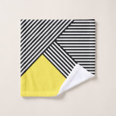 Schwarz-Weiß-Streifen mit gelbem Dreieck Badhandtuch Set (Waschlappen)