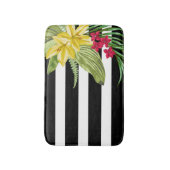 Schwarz-Weiß-Streifen mit gelben Blumen Badematte (Vorderseite Vertikal)