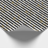 Schwarz-Weiß-Streifen mit goldenem Schleifpapier Geschenkpapier (Ecke)