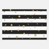 Schwarz-Weiß-Streifen mit Goldfarben Geschenkpapier Set (Vorderseite 3)